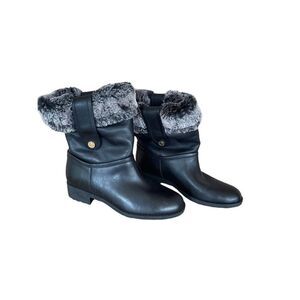 Cole Haan Womens Black Leather Faux Fur Lined Waterproof Winter Boots Size 7B